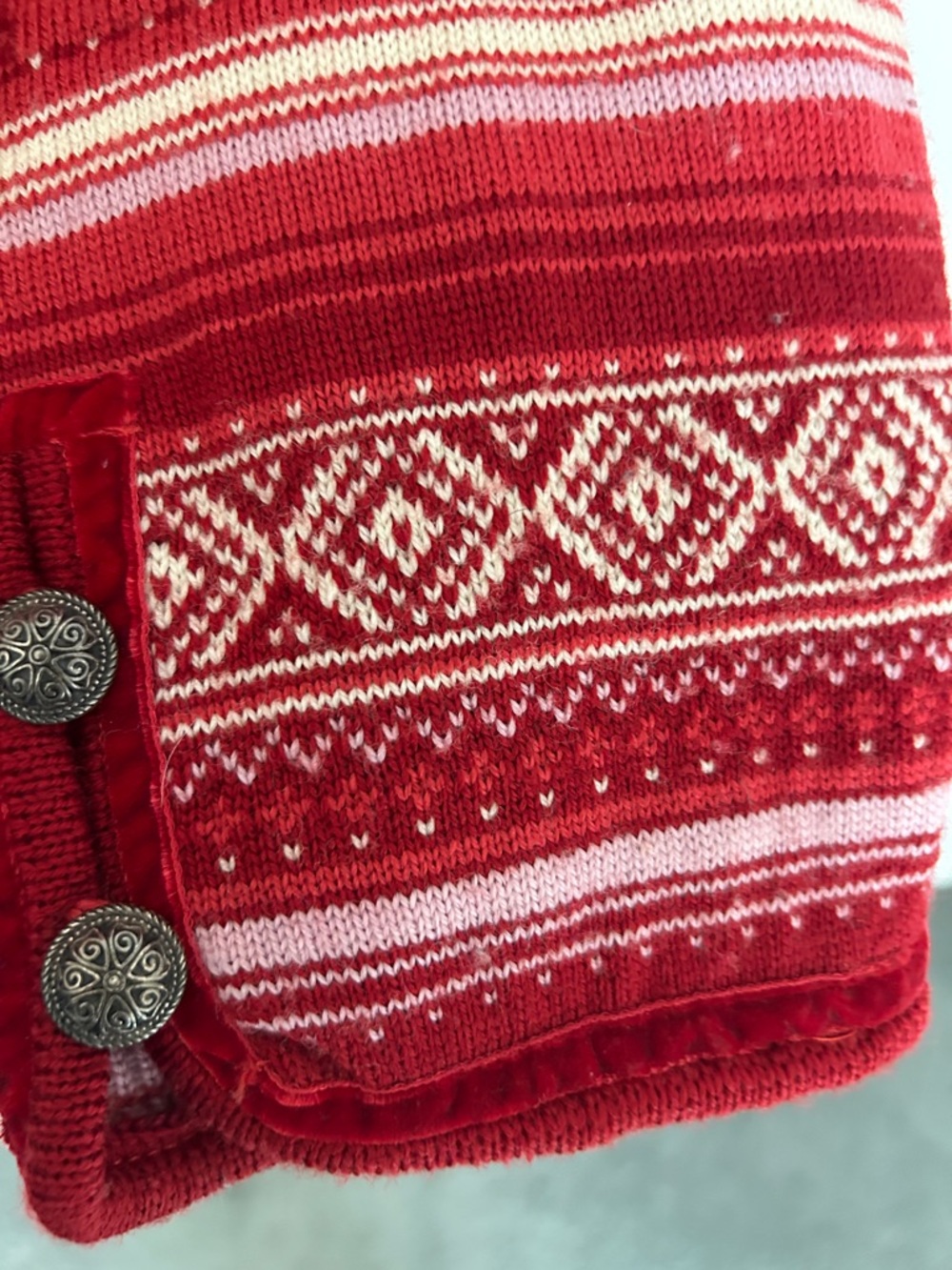 Dale of Norway Red & Cream Quarter-Zip Mock Cowl Neck Sweater with Metal Buttons - Picture 4 of 12